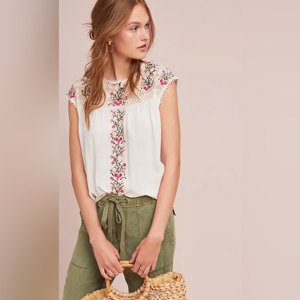 Raina Gill Eloise Sleeveless Embroidered Floral Delicate Top